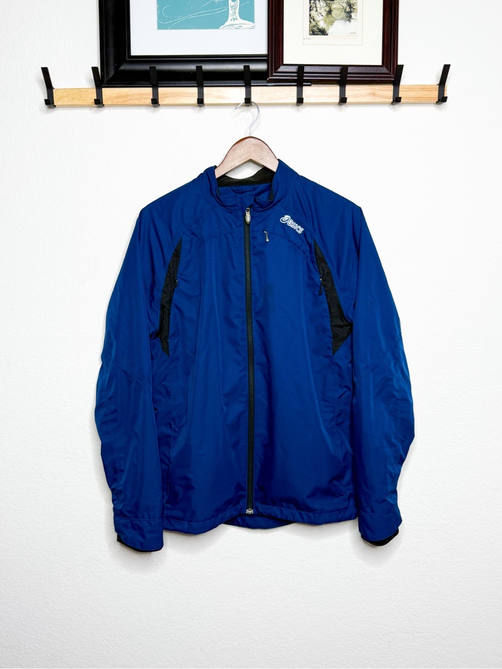 ASICS Blue Lightweight Running Jacket Soccer Windbreaker Size M